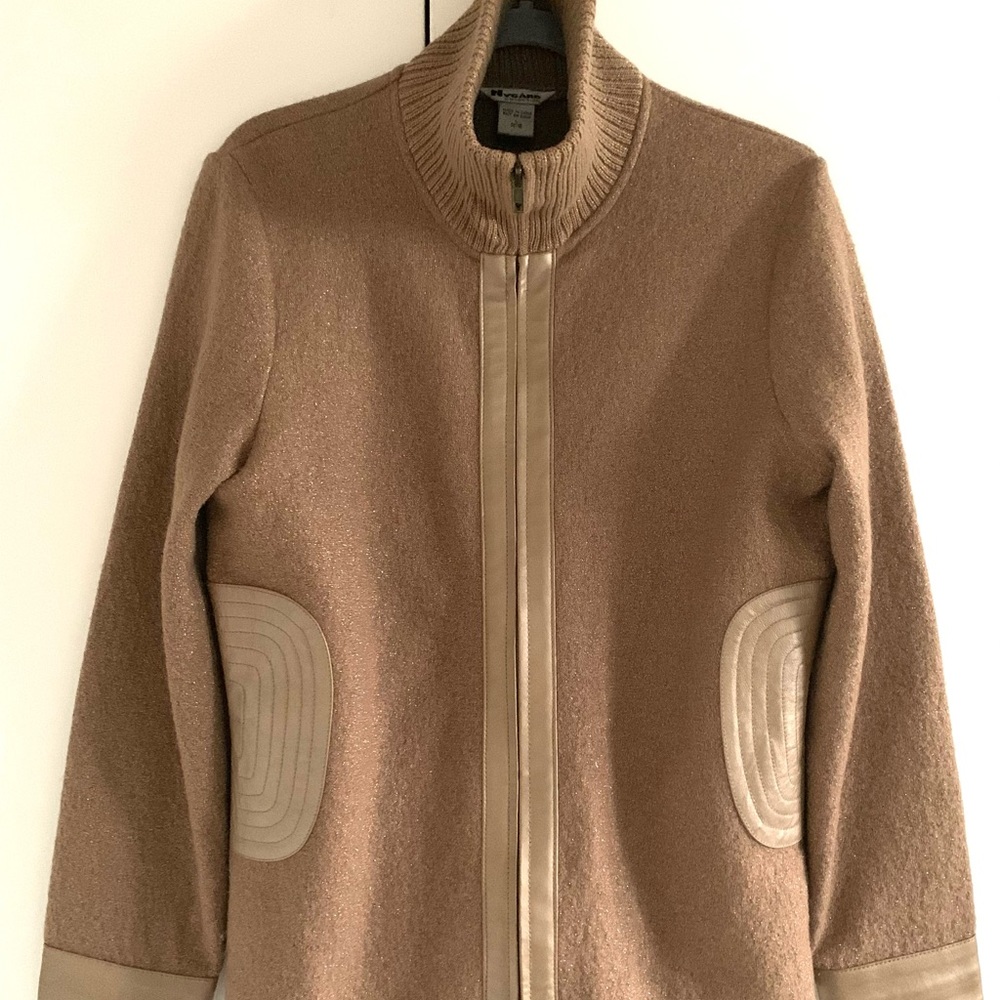 Nygaard 100% wool gold funnel neck sweater jacket